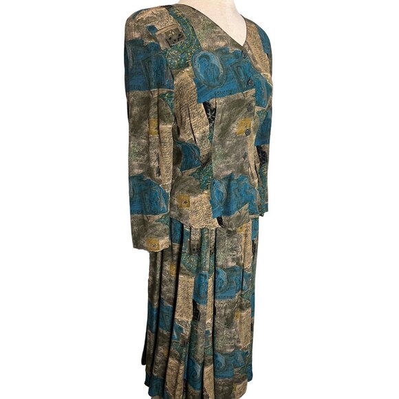 Vintage Carole Little Petites Skirt Blouse size 4 patchwork design Boho - Picture 7 of 16